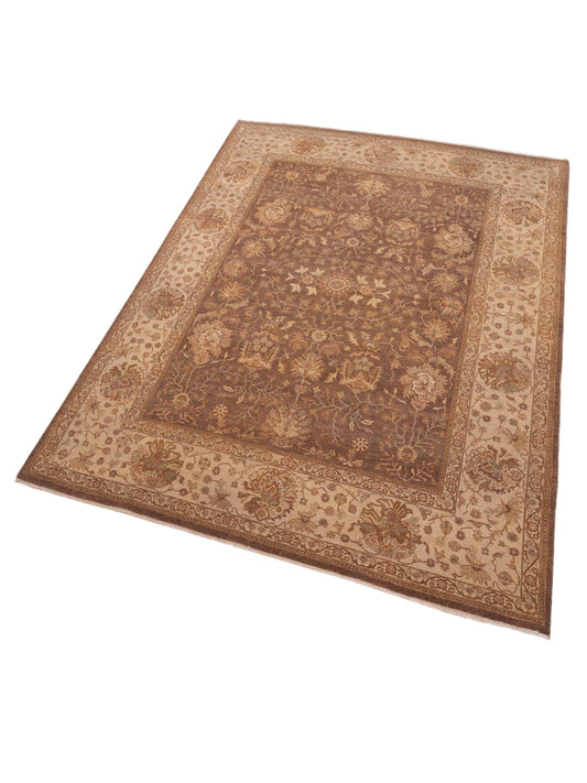 Zardun Brown Ivory 9x12.4 Hand Knotted Rug