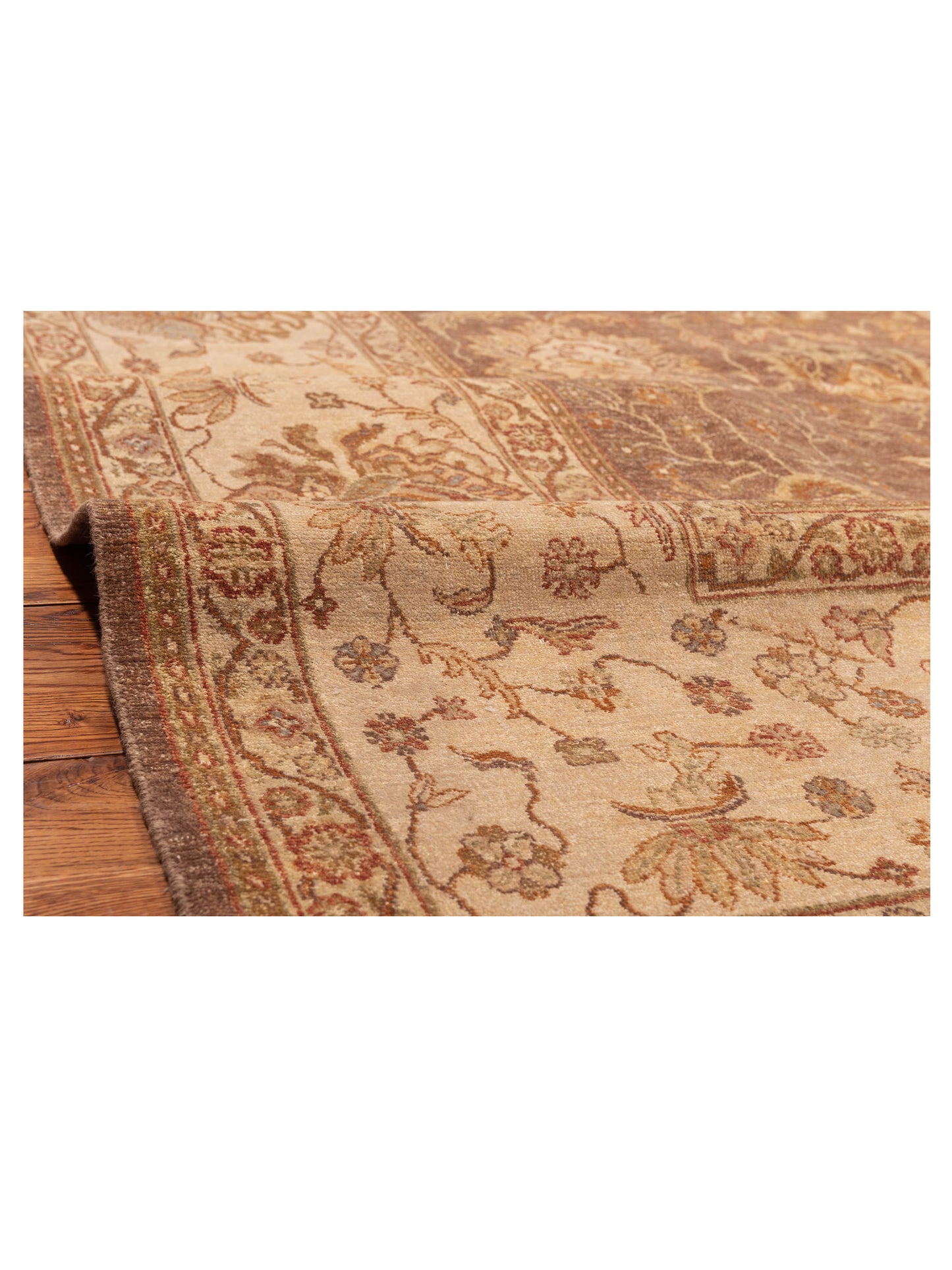 Zardun Brown Ivory 9x12.4 Hand Knotted Rug