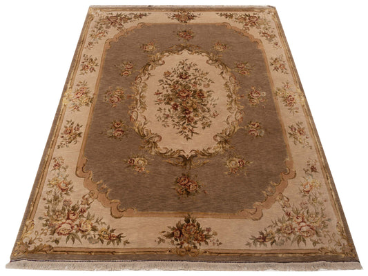 Javira Silk Tobacco Beige 7.10x9.10 Hand Knotted Rug