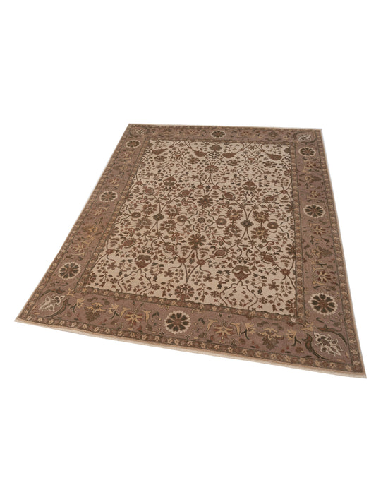 Antiqua Loom Ivory Brown 9.1x12.5 Hand Knotted Rug