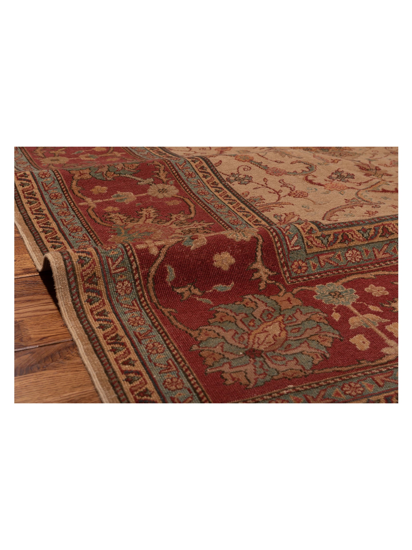 Antiqua Loom Beige Red 9.5x12.5 Hand Knotted Rug