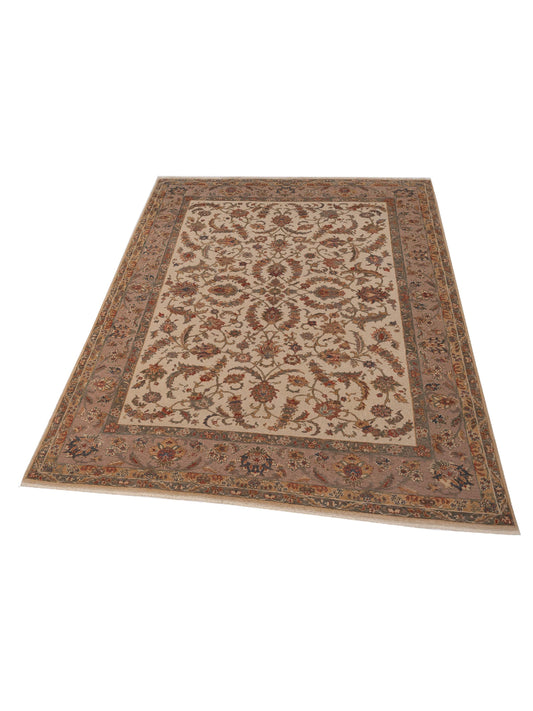 Antiqua Loom Ivory Brown 9.4x12.6 Hand Knotted Rug