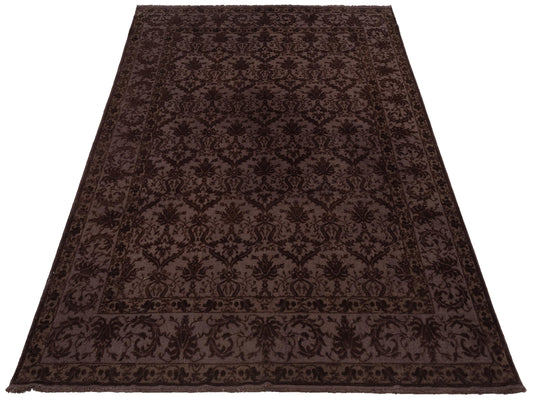 Vintage Dark Brown 8.2x10.7 Hand Knotted Rug