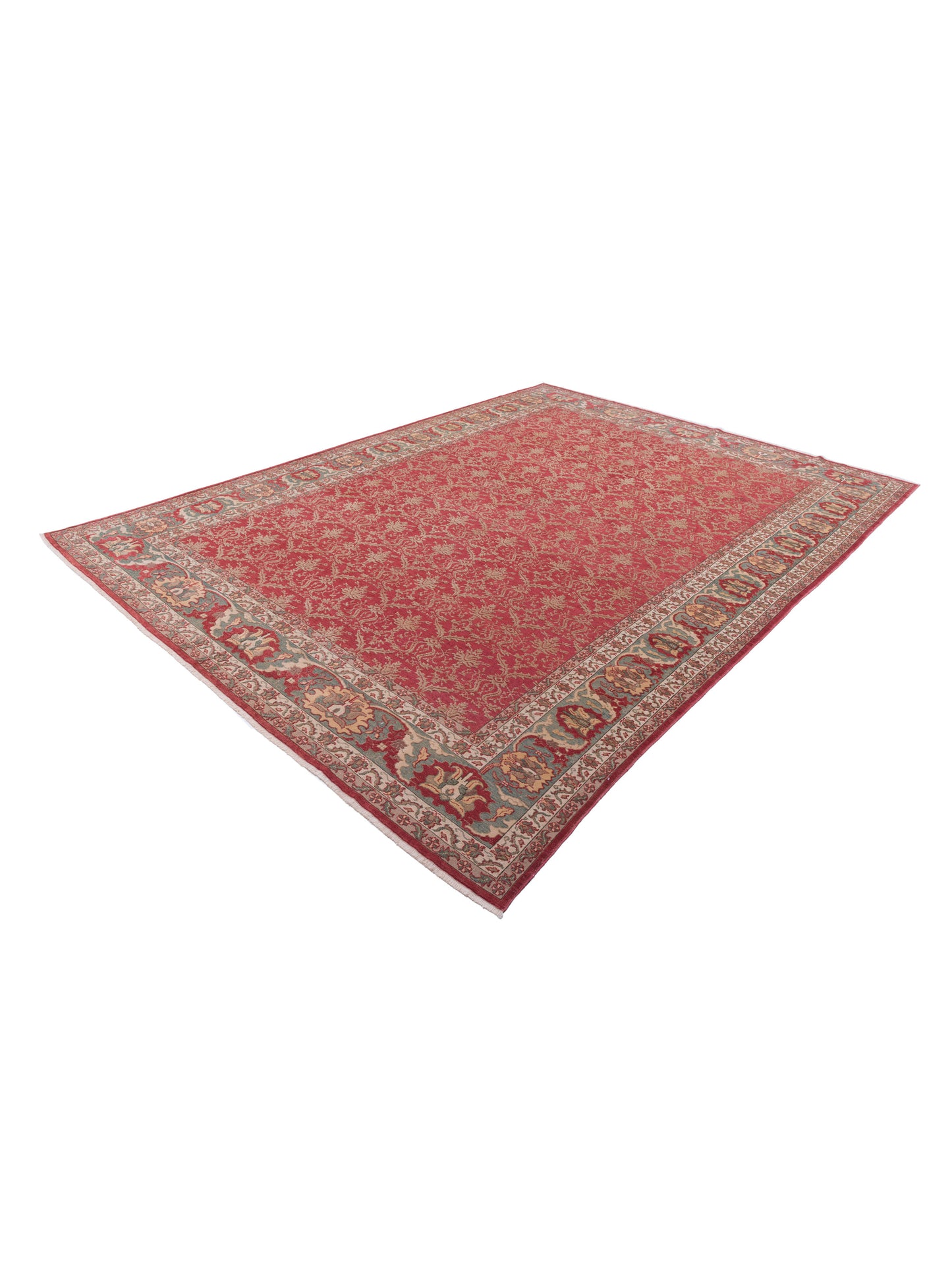 Antiqua Loom Rust Sage Green 10.2x13.10 Hand Knotted Rug