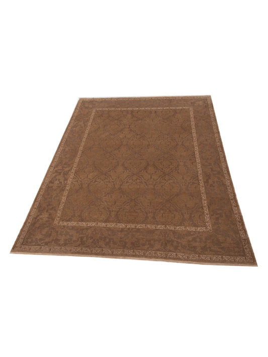 Defnera Brown Dark Brown 9.3x12 Hand Knotted Rug