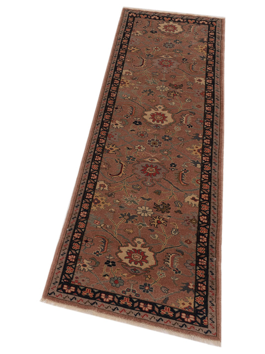 Antiqua Loom Pink Navy 2.6x8.2 Hand Knotted Rug