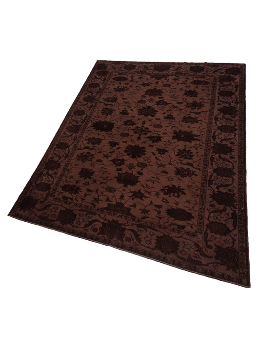 Vintage Dark Brown 6.8x9.1 Hand Knotted Rug