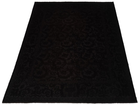 Vintage Black 8.3x10.1 Hand Knotted Rug