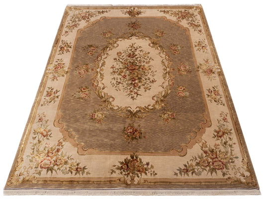 Javira Silk Tobacco Beige 7.10x9.9 Hand Knotted Rug