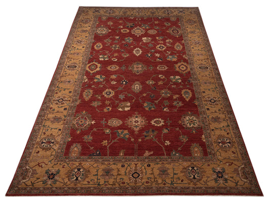 Elvaria Red Gold 12x18.2 Hand Knotted Rug