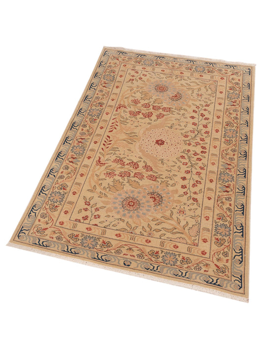 Petalyn Ivory Ivory 4x6.5 Hand Knotted Rug