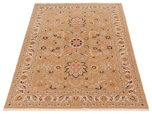 Petalyn Gold Ivory 4.8x6.5 Hand Knotted Rug