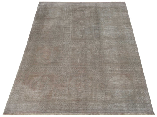 Vintage Gray 7.7x11.3 Hand Knotted Rug