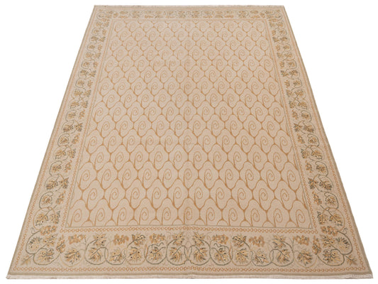 Petalyn Ivory Beige 8.1x9.10 Hand Knotted Rug