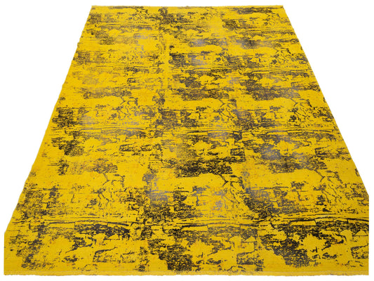 Vintage Yellow 8.11x11.5 Hand Knotted Rug