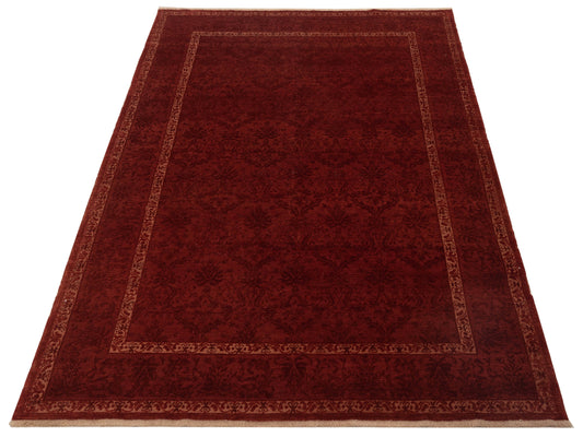 Defnera Red Red 6.2x8.11 Hand Knotted Rug