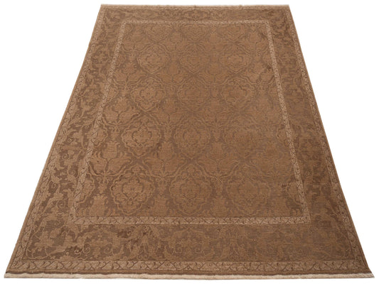 Defnera Dark Brown Brown 8.3x10 Hand Knotted Rug