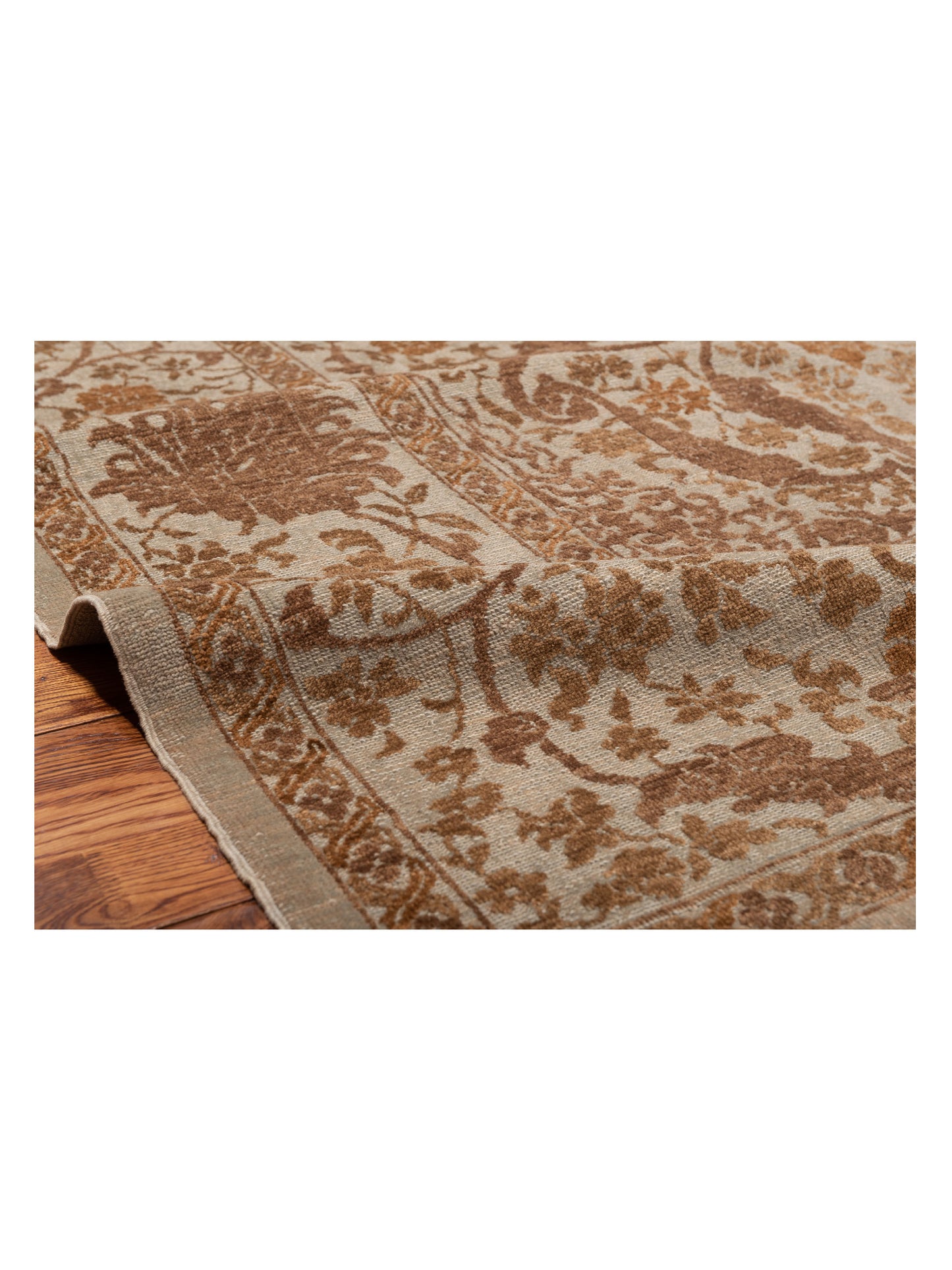 Defnera Ice Blue Dark Brown 9.4x11.10 Hand Knotted Rug