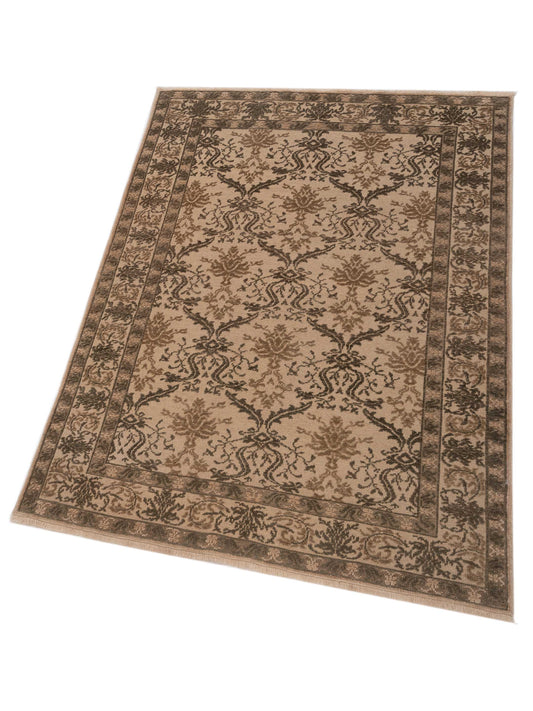 Antiqua Loom Beige Green 4.2x5.10 Hand Knotted Rug