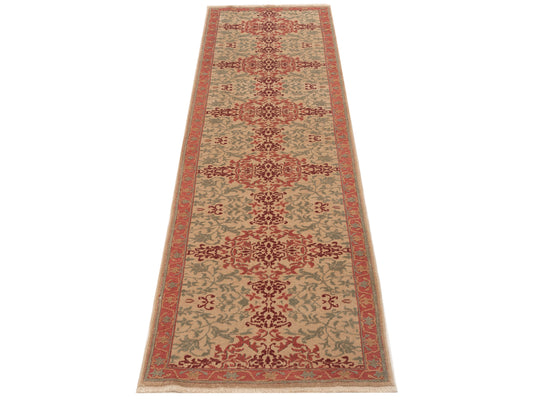 Antiqua Loom Beige Rust 2.8x7.9 Hand Knotted Rug