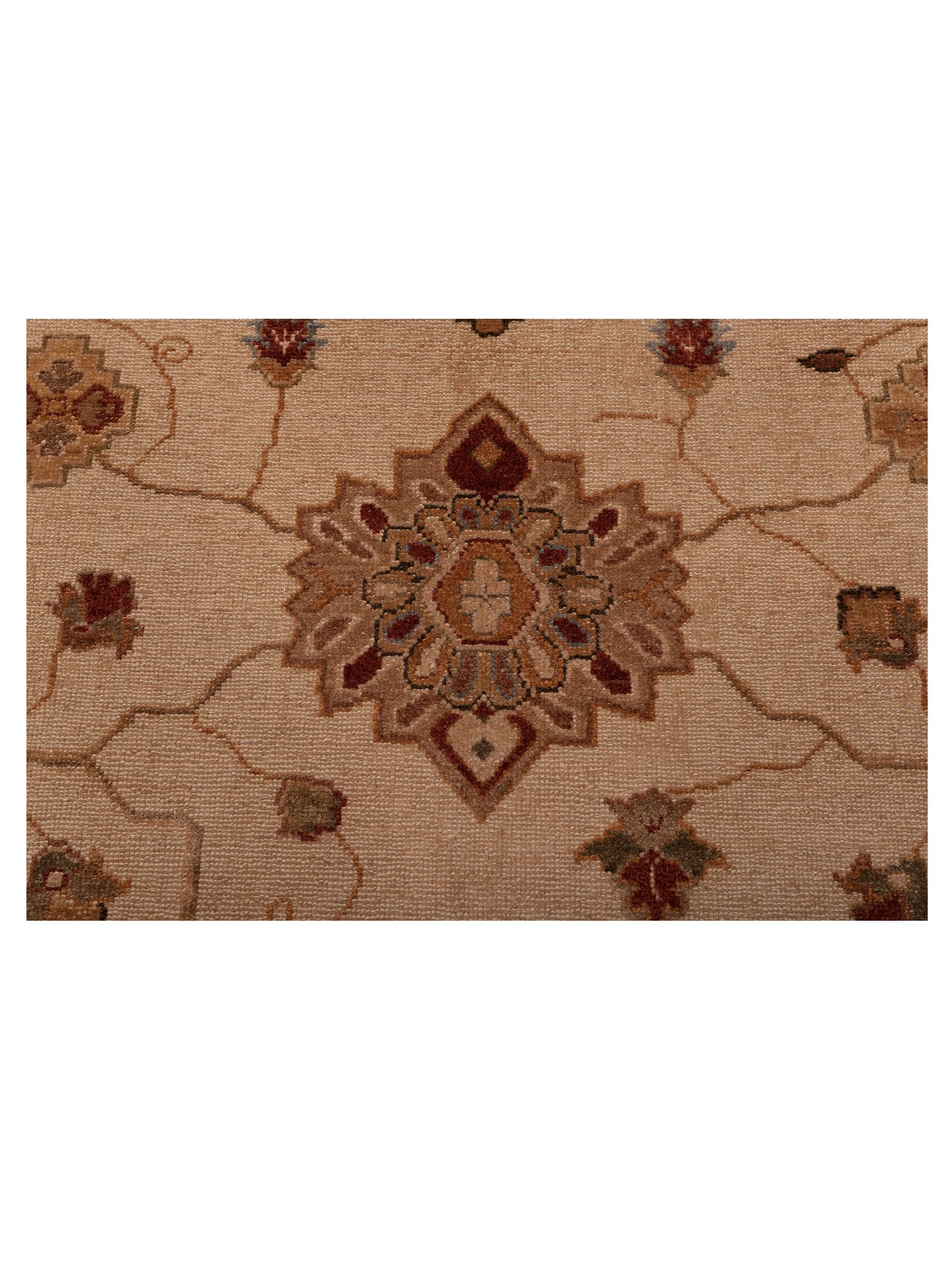 Turkish Elvaria Beige Red 11.8x17.2 Hand Knotted Rug