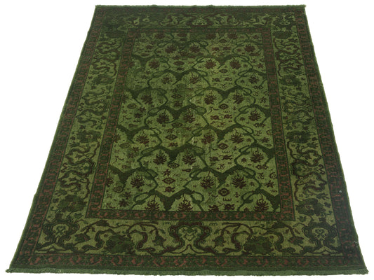 Vintage Green 5.1x7.6 Hand Knotted Rug