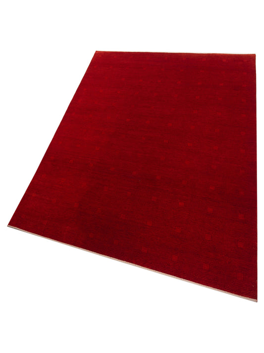 Loriyan Red Red 8.10x11.10 Hand Knotted Rug