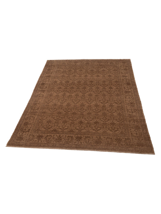 Defnera Dark Brown Brown 9.4x11.11 Hand Knotted Rug