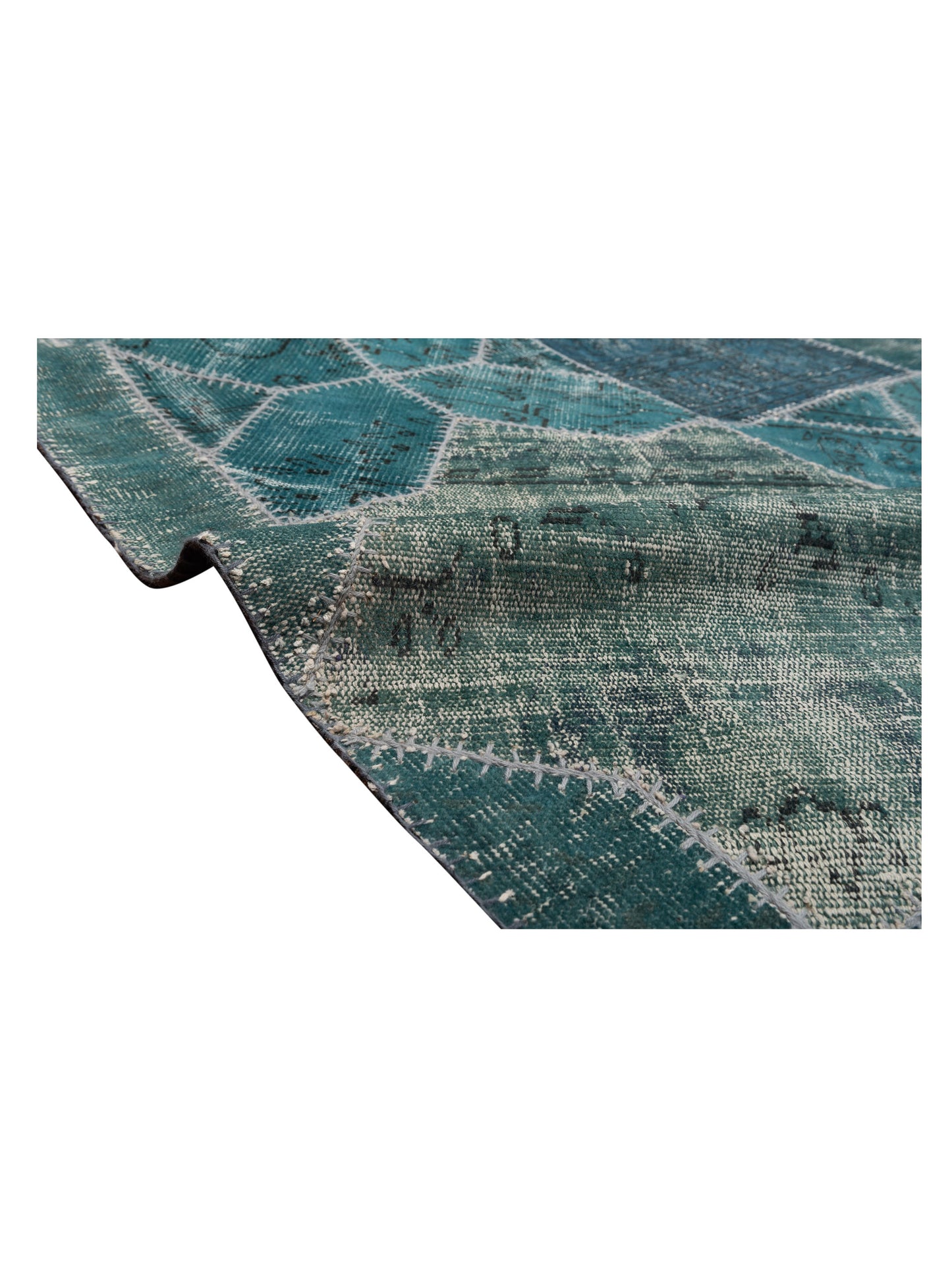 Patchwork Green 10.9x14.9 Hand Knotted Rug