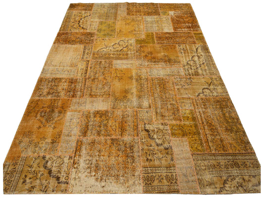 Patchwork Yellow 9.10x13.2 Hand Knotted Rug