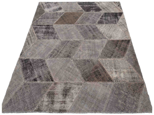 Patchwork Gray 8.6x9.11 Hand Knotted Rug