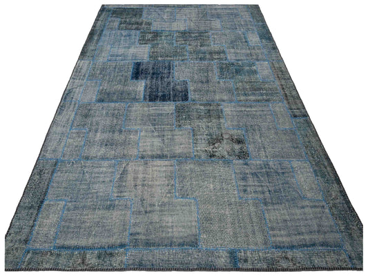 Patchwork Blue 10x14 Hand Knotted Rug