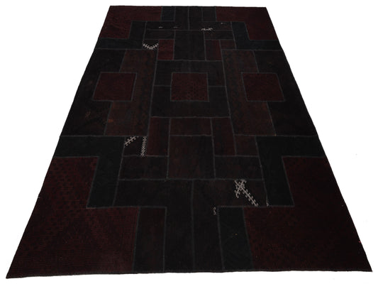 Patchwork Black 9.10x13.1 Hand Knotted Rug