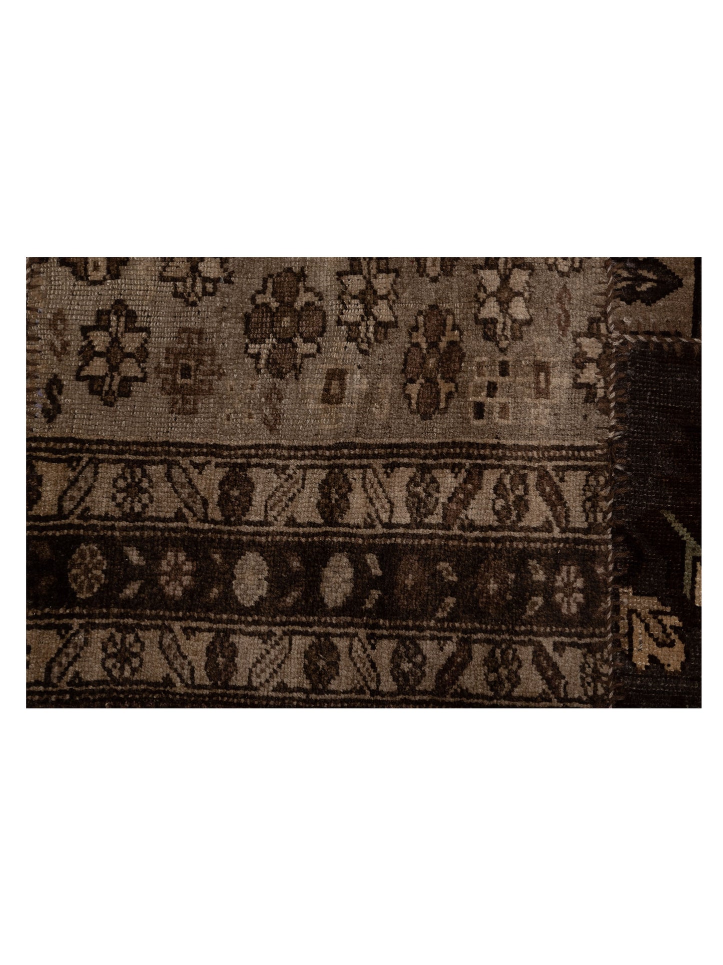 Patchwork Brown 9.10x13.2 Hand Knotted Rug