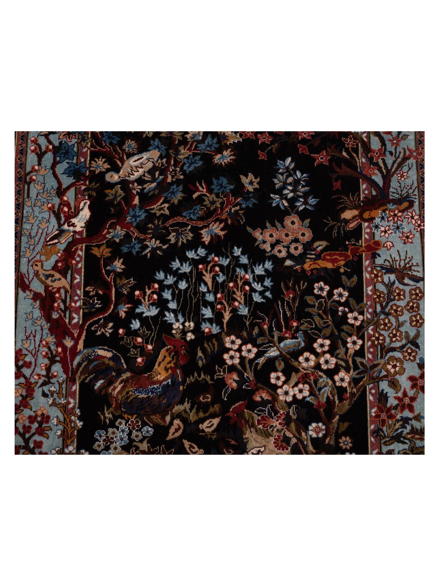 Pure Silk Black Blue 1.8x2.2 Hand Knotted Rug