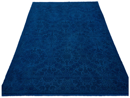 Rechromia Dark Blue Dark Blue 9.1x11.3 Hand Knotted Rug