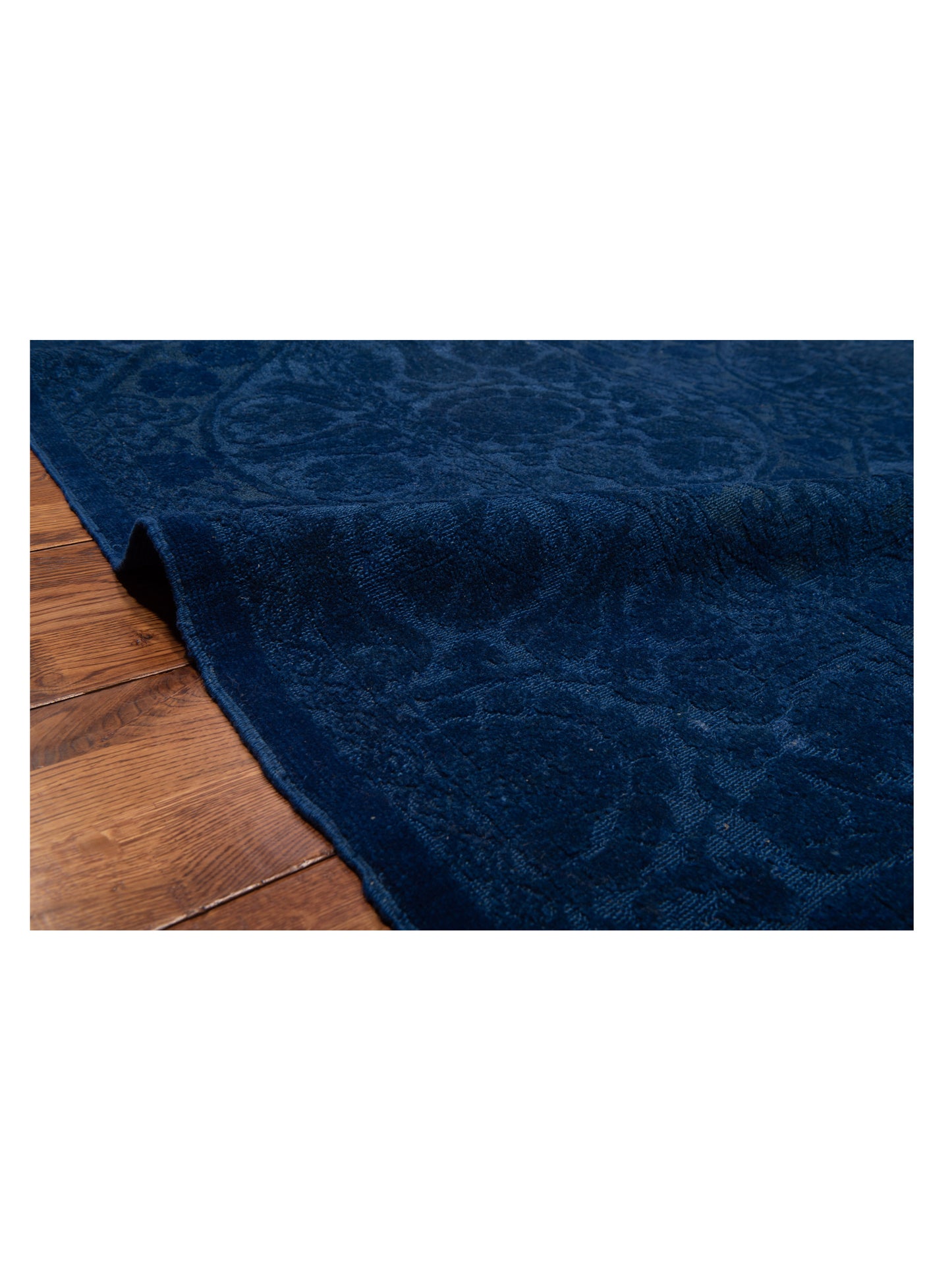 Rechromia Dark Blue Dark Blue 9.1x11.3 Hand Knotted Rug