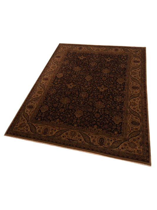 Sansira Brown Cream 9.2x12 Hand Knotted Rug