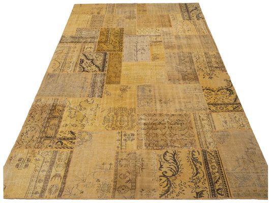 Patchwork Yellow 9.10x13.1 Hand Knotted Rug