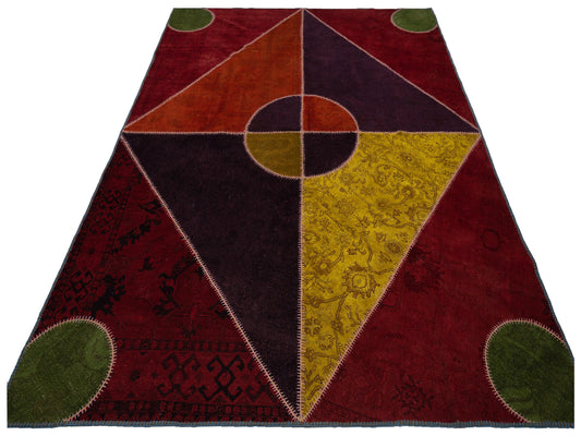 Patchwork Multi 9.10x13.3 Hand Knotted Rug