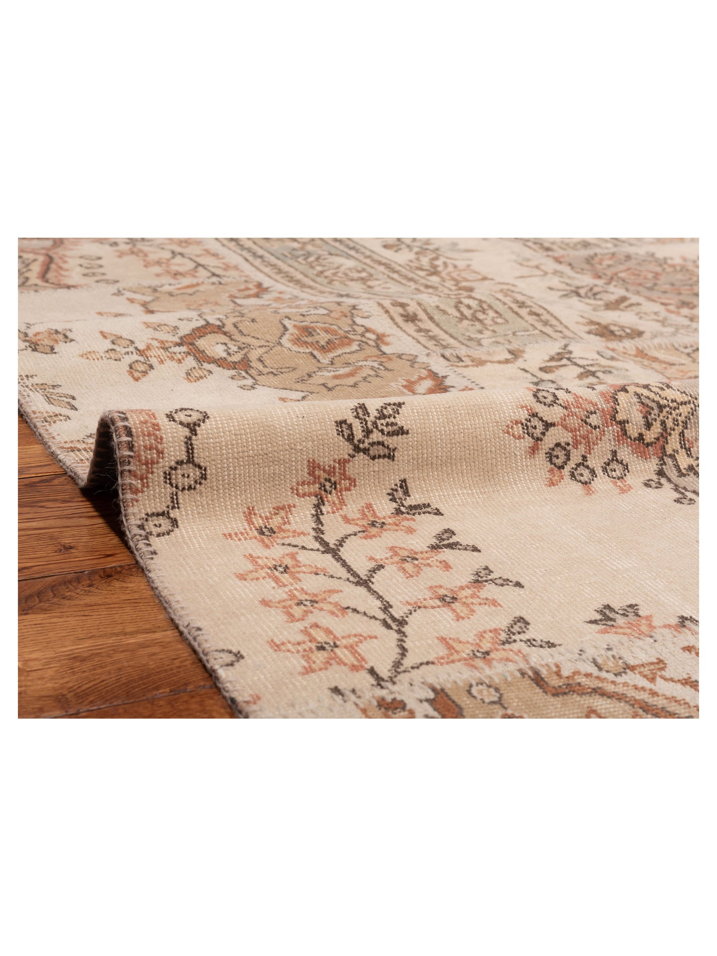 Patchwork Beige Brown 5.9x8.2 Hand Knotted Rug