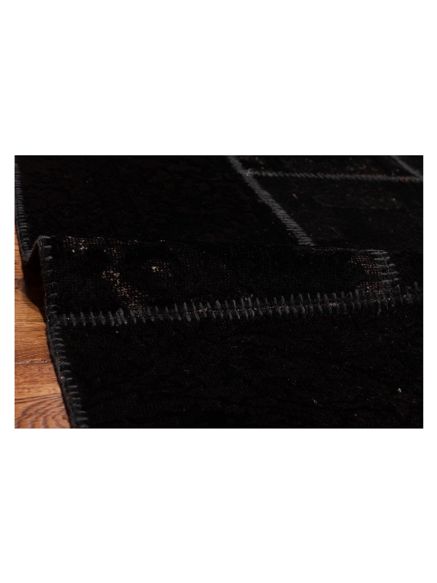 Patchwork Black 7.10x9.9 Hand Knotted Rug