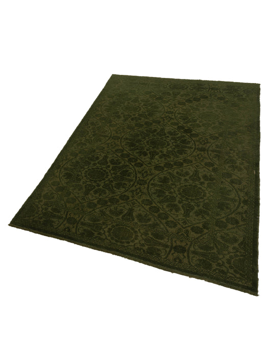 Rechromia Green Green 6.2x8.9 Hand Knotted Rug