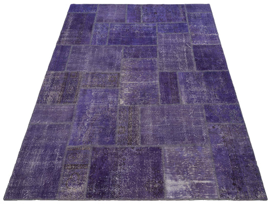 Patchwork Purple 8x9.11 Hand Knotted Rug