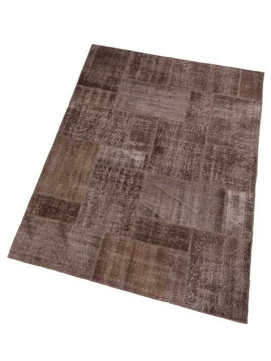 Patchwork Dark Brown 6x9 Hand Knotted Rug