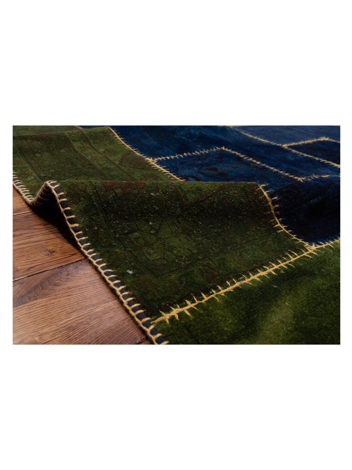 Patchwork Blue Green 8.5x11.4 Hand Knotted Rug