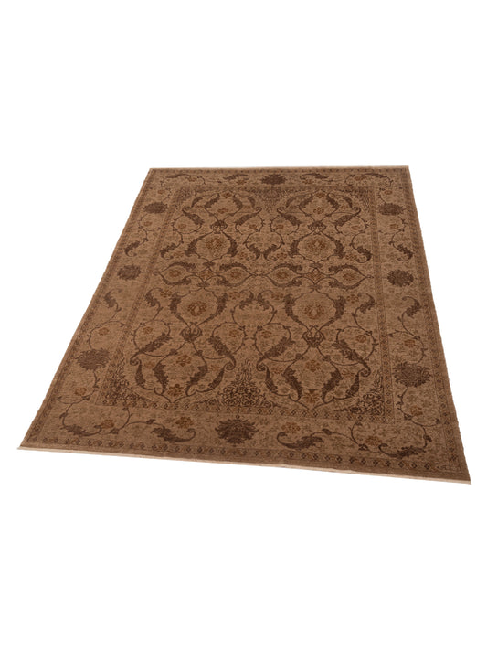 Defnera Brown Brown 9.4x11.8 Hand Knotted Rug