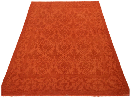 Rechromia Orange Orange 8.4x9.11 Hand Knotted Rug