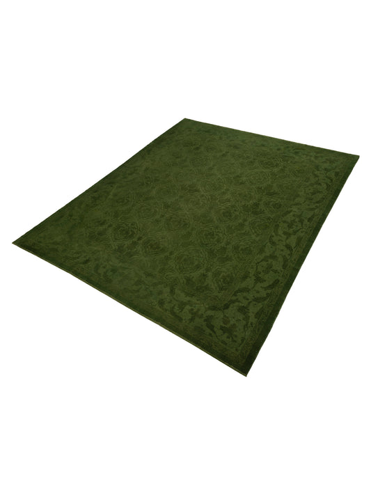 Rechromia Green Green 12.1x14.7 Hand Knotted Rug