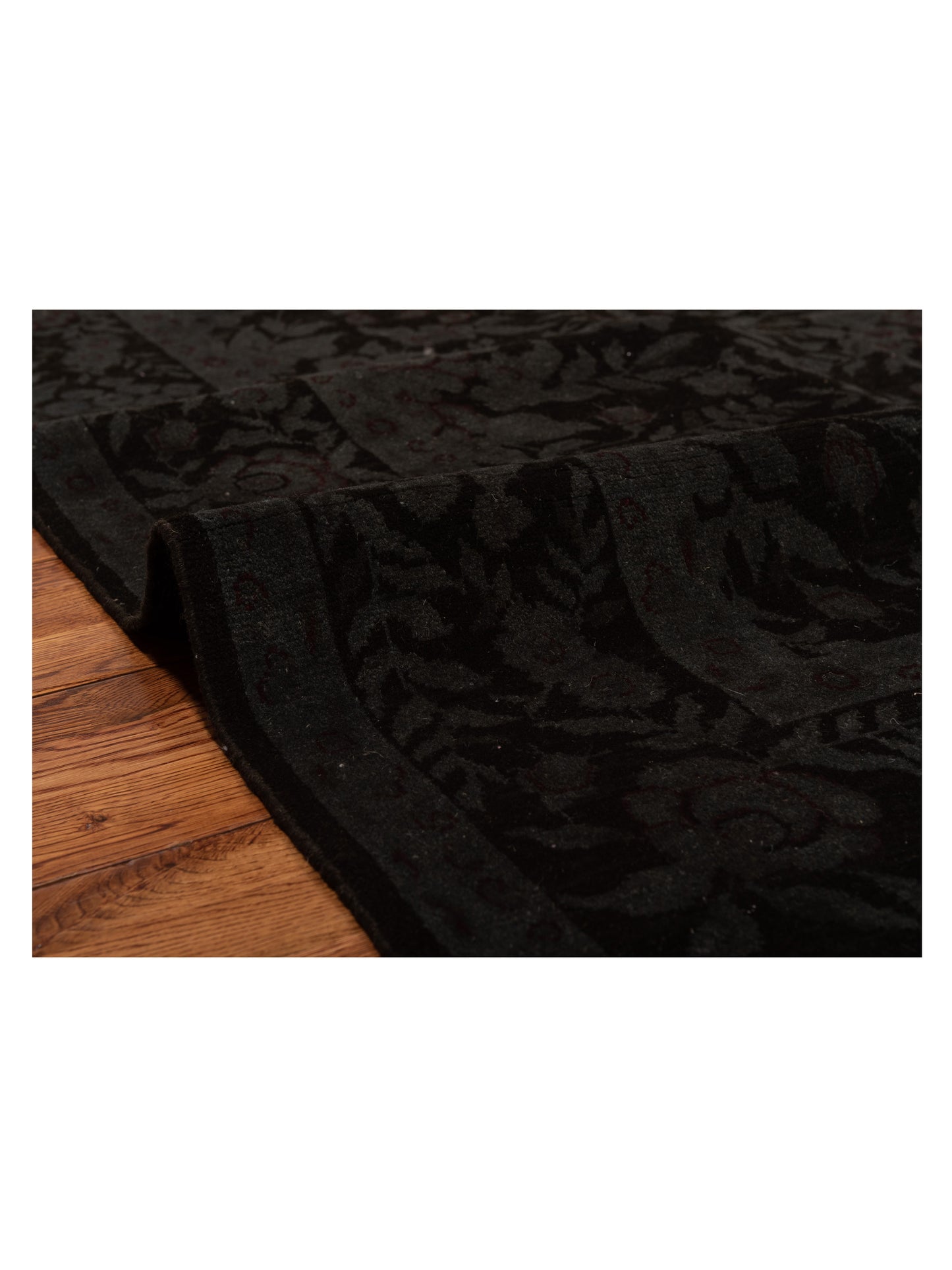 Vintage Black Gray 8.2x10.6 Hand Knotted Rug